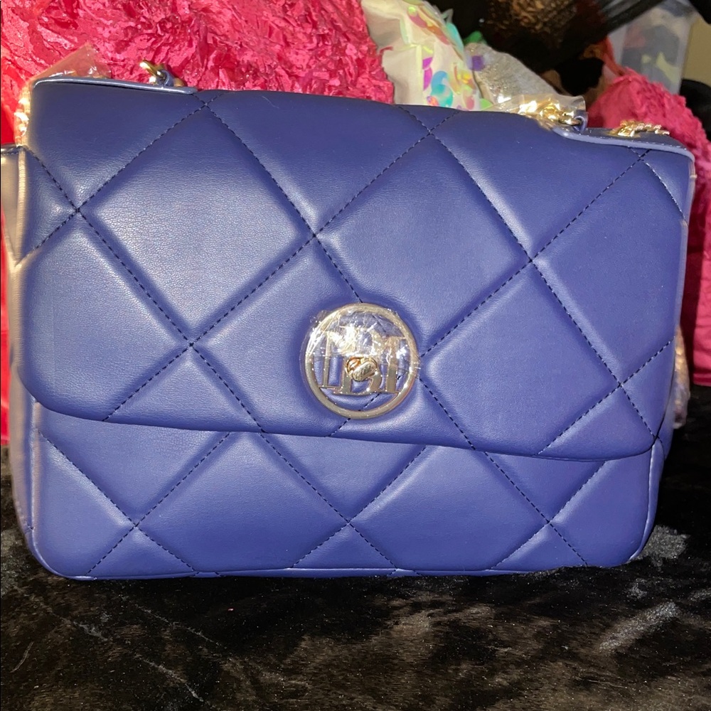 Quilted Chain Shoulder Bag in Royal Blue